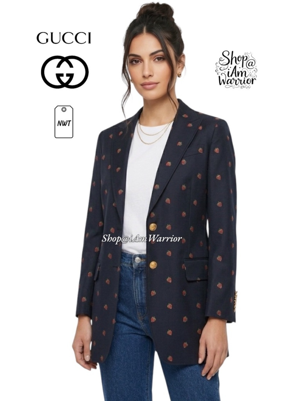 Gucci NWT Fall 19 Fil Coupé Strawberry Alessandro Michele blazer Shop@iamwarrior